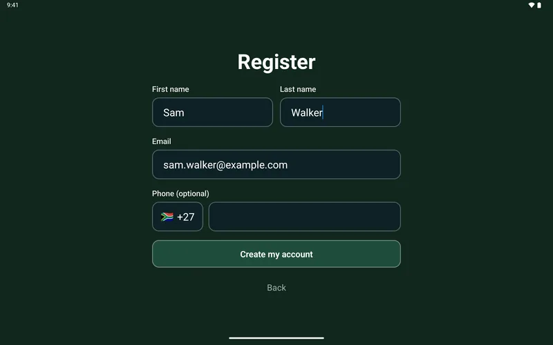 The kiosk registering a first-time guest and their acceptance of the terms