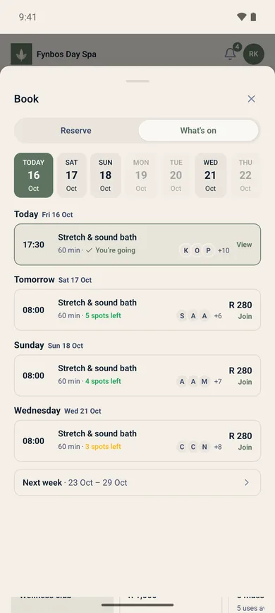 Booking on a phone: choosing a time and paying by card